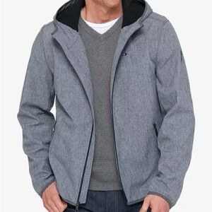 Tommy Hilfiger Men’s Hooded Soft Shell Jacket Heathered Gray Size Medium